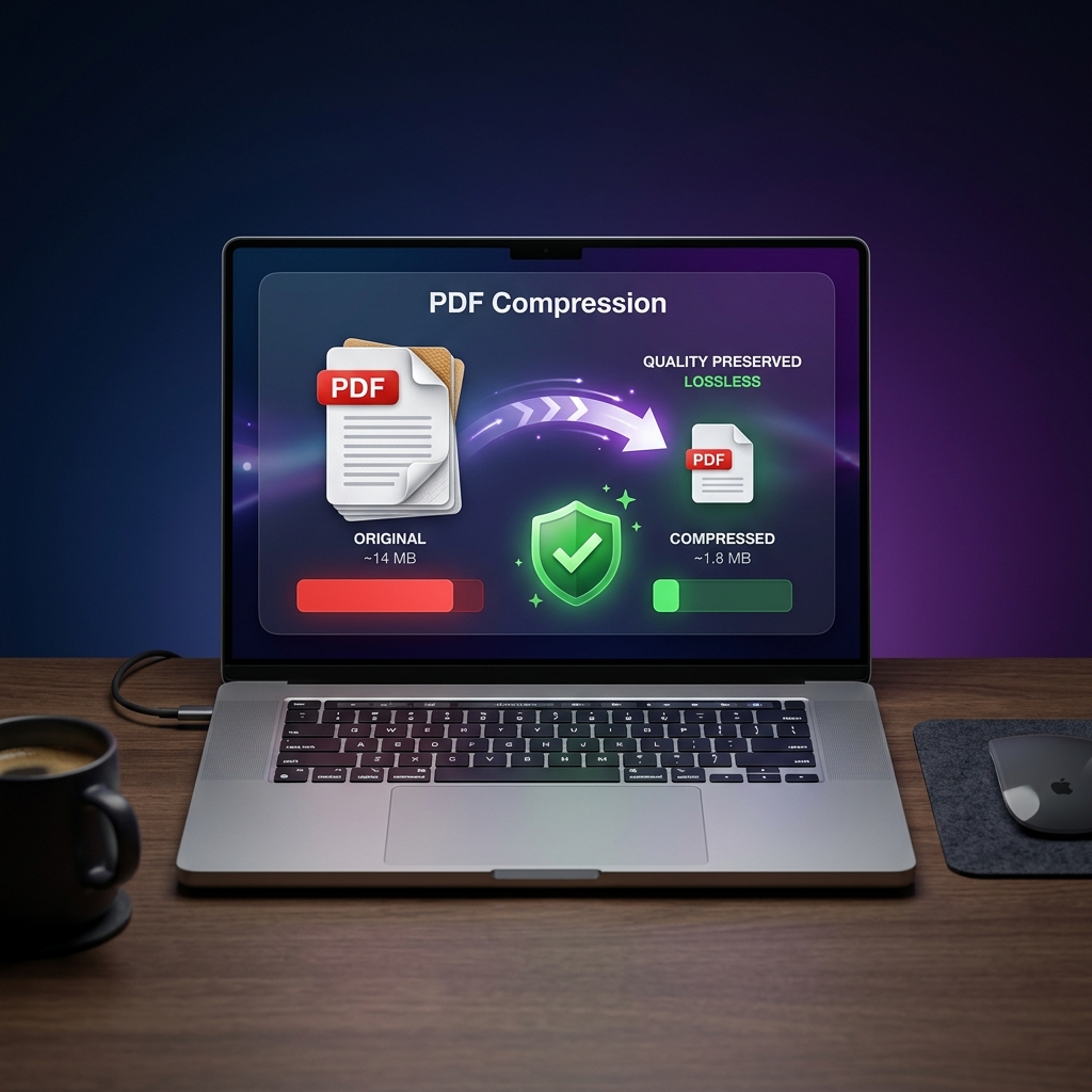 Reducing PDF size on a Mac by comparing Preview's Reduce File Size export against a free online PDF compressor