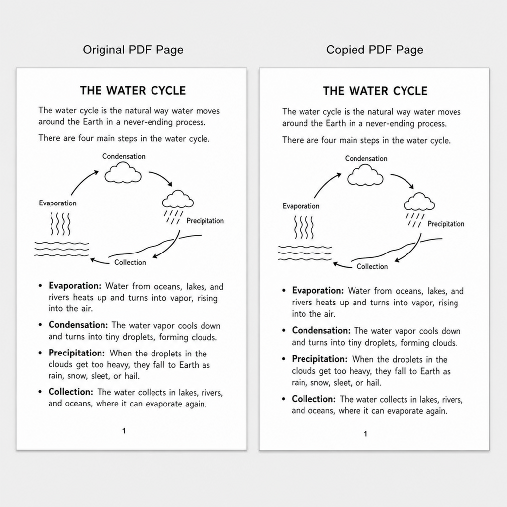 An original PDF page and its duplicate shown side by side, identical in layout, text and diagram